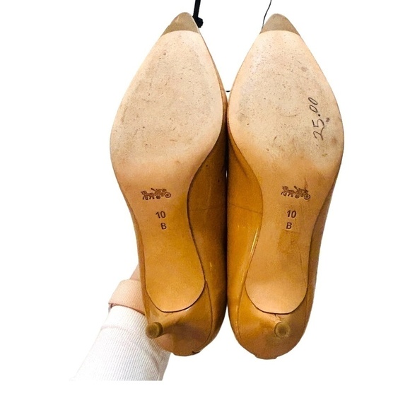 Coach Nude Patent Heels High Heel Pumps SZ 10 - Picture 9 of 13